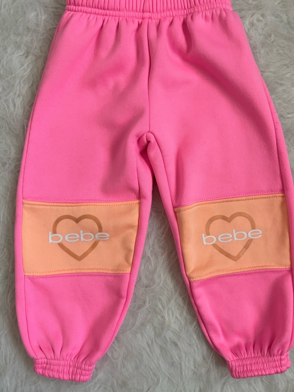 bebe Sporty Athleisure Pink & Peach Logo Sweatshirt and Joggers Set - Picture 4 of 4